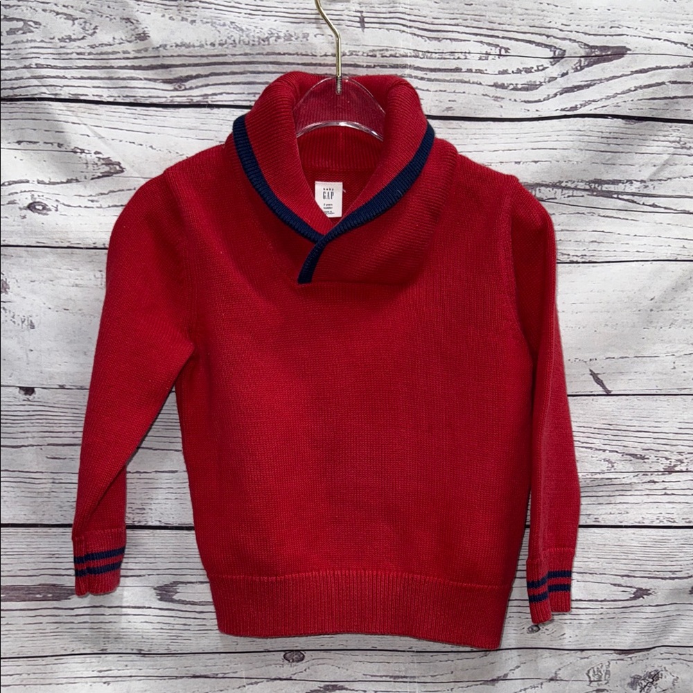 GAP Red Sweater with Navy Trim Size 2